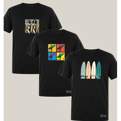 Kit 3 Camisetas Masculinas Surf WSS Brasil GG / Preto