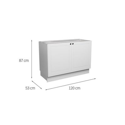Balcão de Cozinha sem Tampo Évora 2 PT Branco Ártico 120 cm