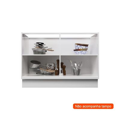 Balcão de Cozinha sem Tampo Évora 2 PT Branco Ártico 120 cm