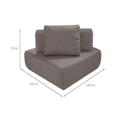 Sofá 1 Lugar Modular Dalí Poliéster Cinza