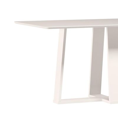 Mesa de Jantar Retangular com Tampo de Vidro Rubi Off White 160 cm