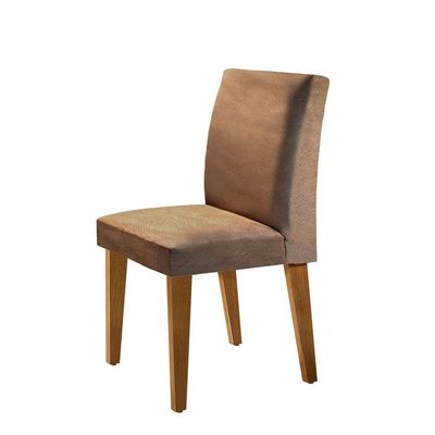 Conjunto de Mesa de Jantar Berlim I com Tampo de Vidro Off White e  4 Cadeiras Grécia Suede Chocolate