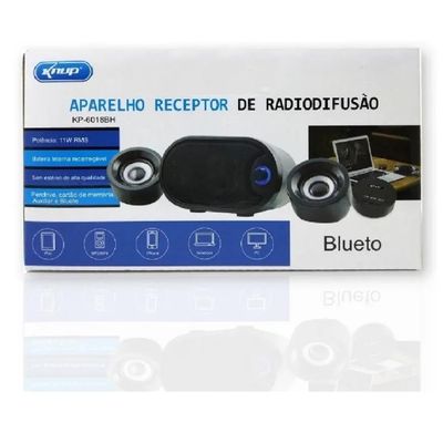 Caixa de Som Subwoofer 2.1 USB/SD/Bluetooth 11W p/ PC KP-6018BH