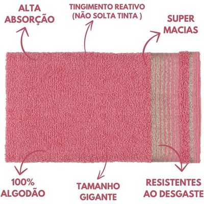 Jogo De Toalhas Luxury Soft Beka 360 G-m² 2 Banho + 2 Rosto + 1 Piso Luxo Rosê