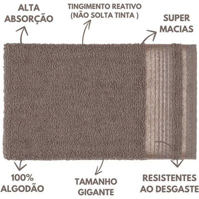 Jogo De Toalhas Luxury Soft Beka 360 G-m² 2 Banho + 2 Rosto + 1 Piso Luxo Cinza
