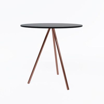 Mesa Lateral Gabriela Tampo Madeira Preto Pés Cobre Preto