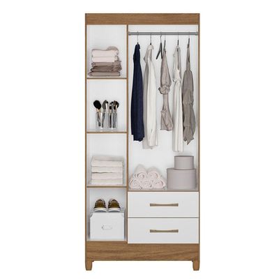 Guarda Roupa de Solteiro com 3 Portas 82x182cm Lima Moval Naturale Branco