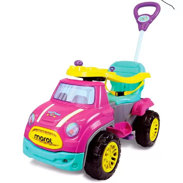 Carro Pedal com Empurrador Sport Car Rosa Maral Carro Pedal com Empurrador Sport Car Rosa Maral