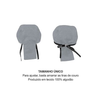 Avental de Cintura Cinza e Bandana Couro Preto Bar Restaurante