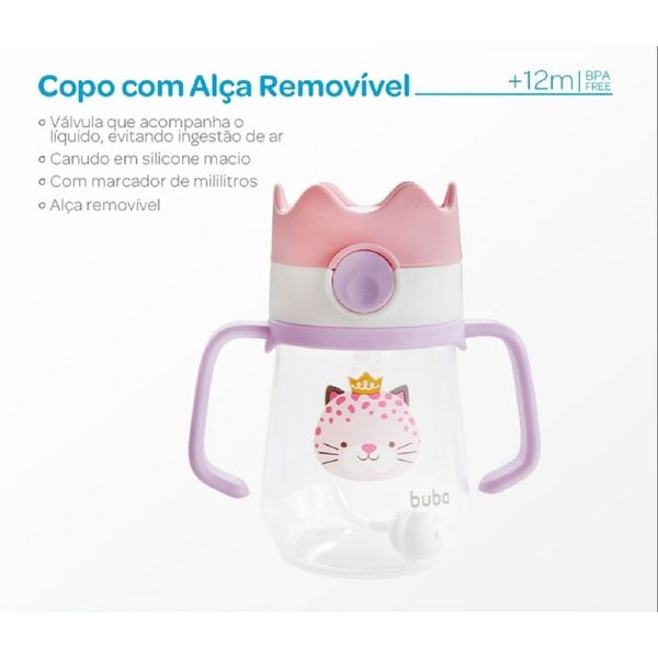 Copo com Alça Coroa Oncinha Rosa Buba Copo com Alça Coroa Oncinha Rosa Buba