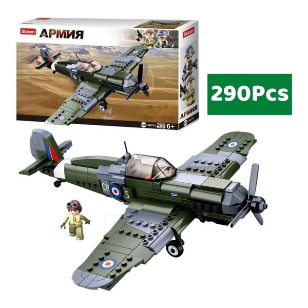 Blocos de Montar Cubic Avião de Combate WWII 290 Peças Multilaser