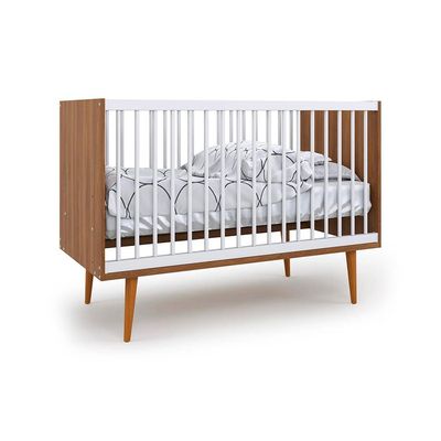 Berço Encanto Nogal e Branco 76 cm