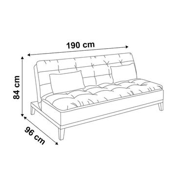 Sofá-Cama 3 Lugares Casal Premium Base e Pés de Madeira Suede Bege