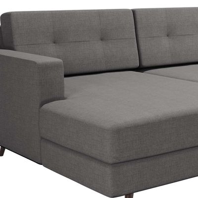 Sofá 4 Lugares Living com Chaise Esquerdo Pé Palito Linho Cotton Cinza