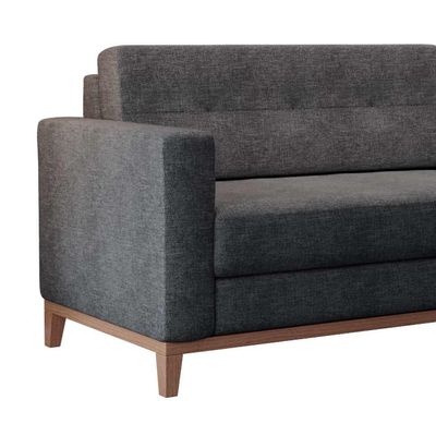 Sofá 3 Lugares Living Base de Madeira Linho Cotton Grafite 210cm