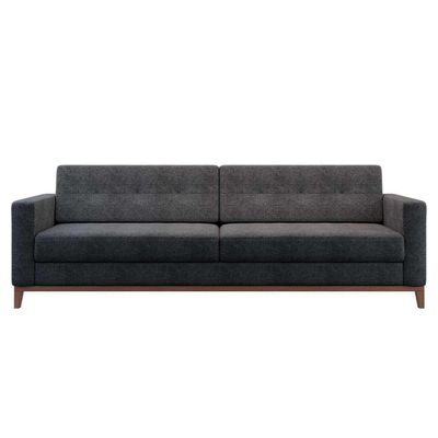 Sofá 3 Lugares Living Base de Madeira Linho Cotton Grafite 210cm