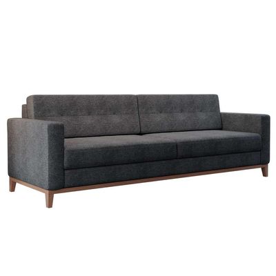 Sofá 3 Lugares Living Base de Madeira Linho Cotton Grafite 210cm
