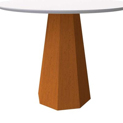 Mesa de Jantar Redonda com Tampo de Vidro Isis Off White e Ype 100 cm