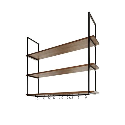 Prateleira Decorativa Londres 120 Cm Preto E Imbuia Marrom