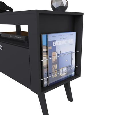Rack Com Porta Revistas Para Tv Até 70 Quebec Preto