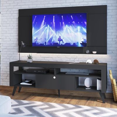 Rack Com Porta Revistas Para Tv Até 70 Quebec Preto