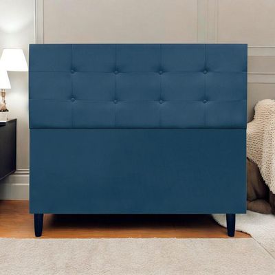 Cabeceira Decorativa Ivy Para Cama De Casal 140 Cm Suede Azul-marinho, Suede