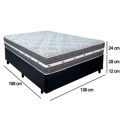 Cama Box Baú Casal Sintético + Colchão Anjos Black Graphite Molas Ensacadas 138x188x64cm Preto