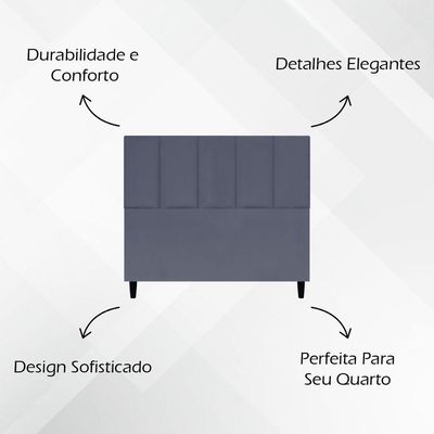 Cabeceira Decorativa Classic Para Cama De Casal 140 Cm Suede Cinza Suede