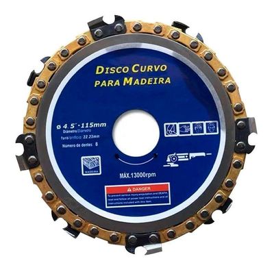 "Kit 4 Discos Esmerilhadeira Com Corrente Para Madeira 4,5"" 115mm"