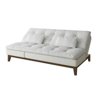 Sofá-Cama 3 Lugares Casal Amanda com Pés de Madeira Branco