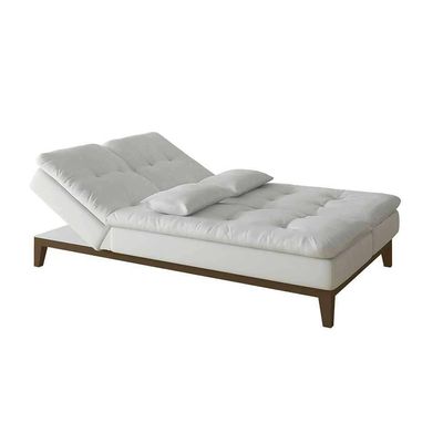 Sofá-Cama 3 Lugares Casal Amanda com Pés de Madeira Branco