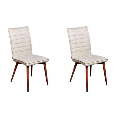Conjunto com 2 Cadeiras Chambly Bege e Cedro