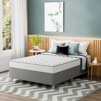 Cama Box com Colchão Viúva Howie Espuma D45 (17x128x188) Branco e Cinza
