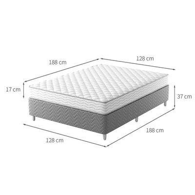 Cama Box com Colchão Viúva Howie Espuma D45 (17x128x188) Branco e Cinza