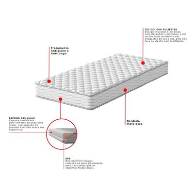 Colchão Solteiro Howie Espuma D45 (17x78x188) Branco
