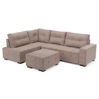 Sofá de Canto 8 Lugares Ipanema Suede Bege