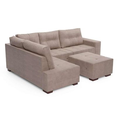 Sofá de Canto 8 Lugares Ipanema Suede Bege