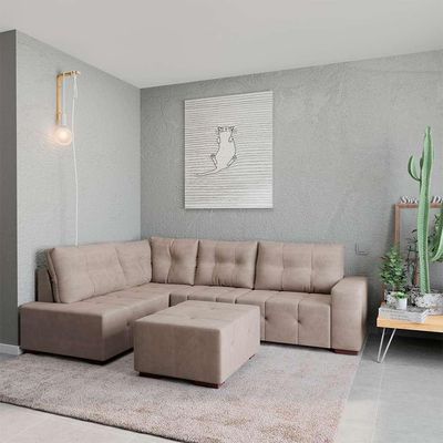 Sofá de Canto 8 Lugares Ipanema Suede Bege