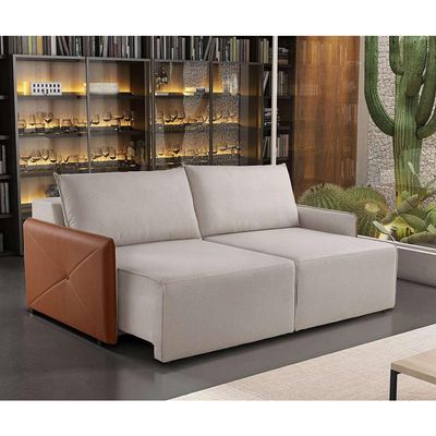 Sofá 2 Lugares Retrátil Urban Linho Bege e Caramelo 160 cm