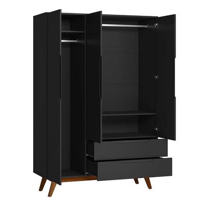 Guarda-Roupa Solteiro Alpi 3 PT 2 GV Preto