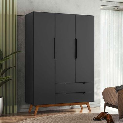 Guarda-Roupa Solteiro Alpi 3 PT 2 GV Preto