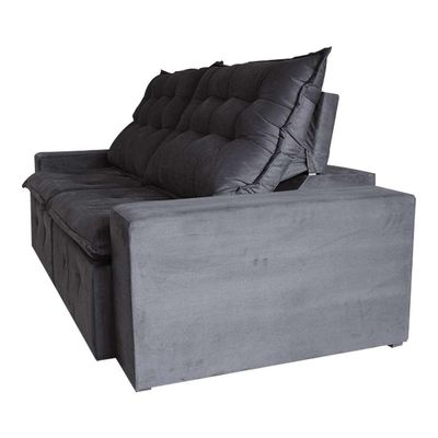 Sofá 3 Lugares Retrátil e Reclinável França Suede Cinza