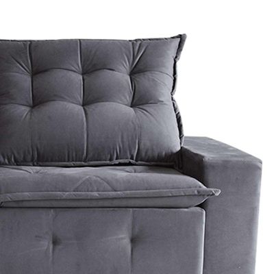 Sofá 3 Lugares Retrátil e Reclinável França Suede Cinza