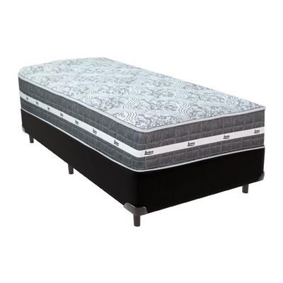 Cama Box Preto E Colchão Black Graphite Molas Ensacadas Solteiro 88x188x27 Anjos