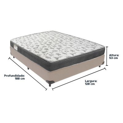 Cama Box Bege E Colchão Iso100 Espuma D33 Viúvo Ortobom