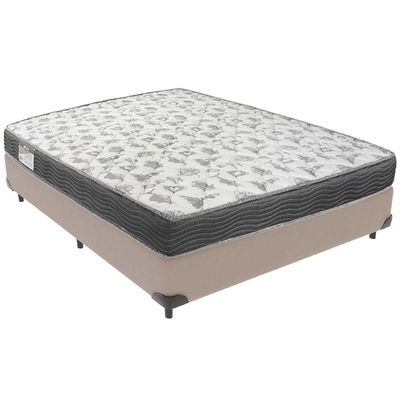 Cama Box Bege E Colchão Iso100 Espuma D33 Viúvo Ortobom
