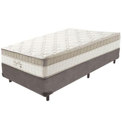 Cama Box Cinza E Colchão King Best Molas Ensacadas Solteiro 88x188x33 Anjos