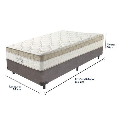Cama Box Cinza E Colchão King Best Molas Ensacadas Solteiro 88x188x33 Anjos
