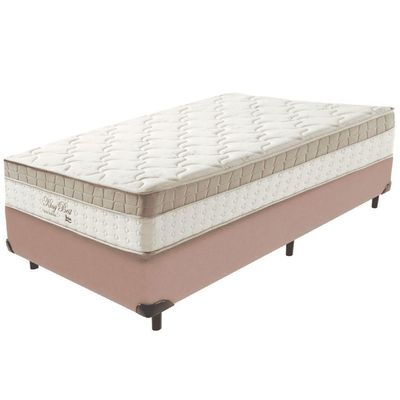 Cama Box Bege E Colchão King Best Molas Ensacadas Solteiro 88x188x33 Anjos