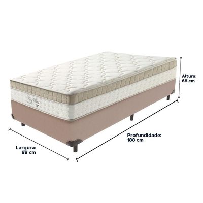 Cama Box Bege E Colchão King Best Molas Ensacadas Solteiro 88x188x33 Anjos